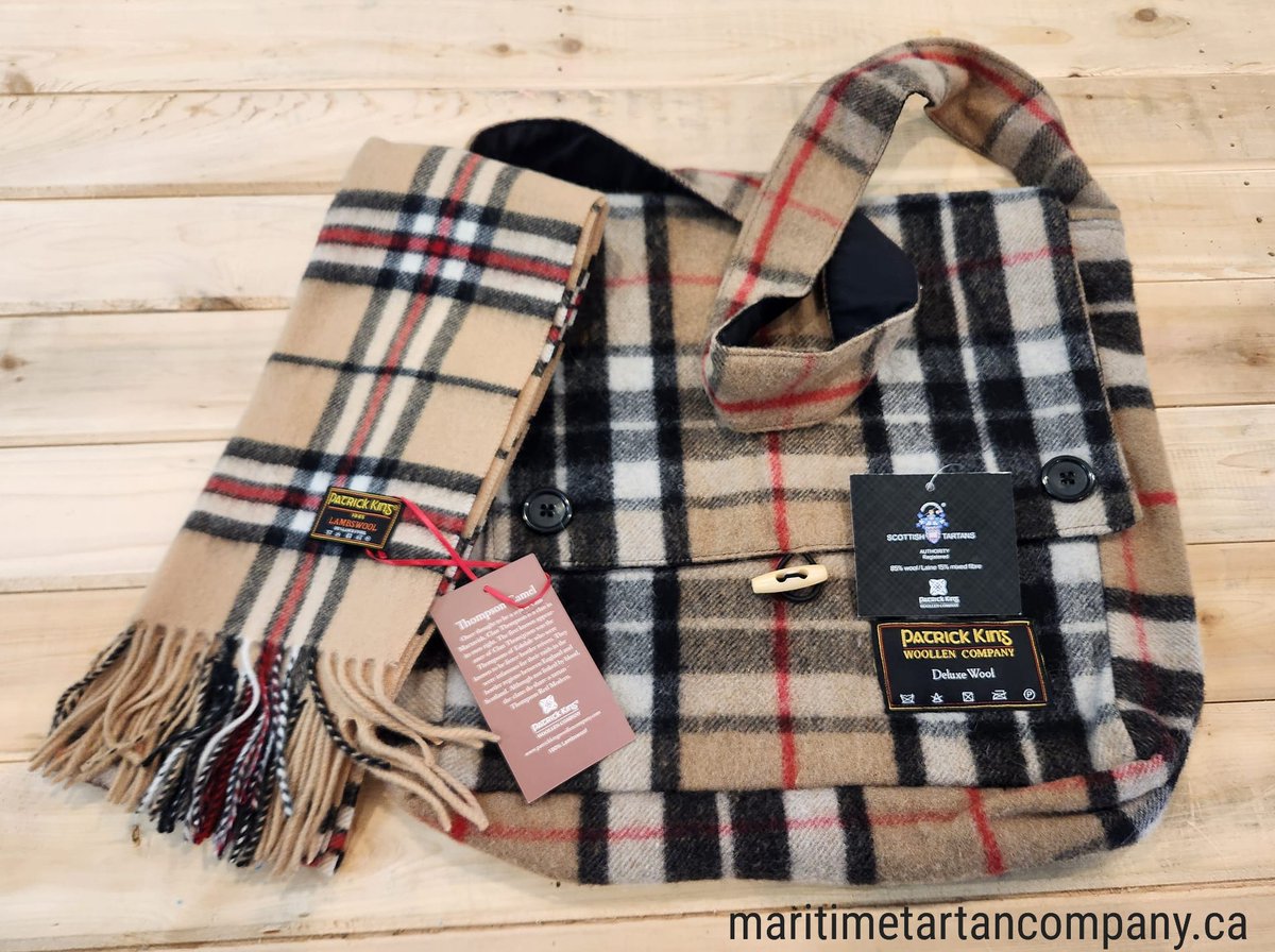 We have just 2 of these sets.

Thompson Camel  Tartan Wool Messenger Bag and Lambswool Scarf set    

Reg $125 plus tax and shipping    

NOW - $90 plus tax and Courier Shipping    

To order visit

maritimetartancompany.ca/product-page/t…

Maritime Tartan Co
28 Church Street
Amherst NS