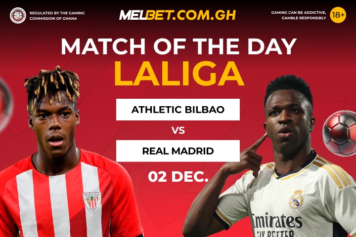 MelbetGhana's tweet photo. A thrilling clash awaits in #LaLiga tonight! 🌟 Who will reign supreme?
Increase #WelcomeBonus up to 2700 GHS with #PromoCode 👉🏾 MELXGH
#AthleticBilbao #RealMadrid #HalaMadrid #SportsUpdate #MatchDay #FootballNight #TopMatch https://t.co/RYs5uvH8I1