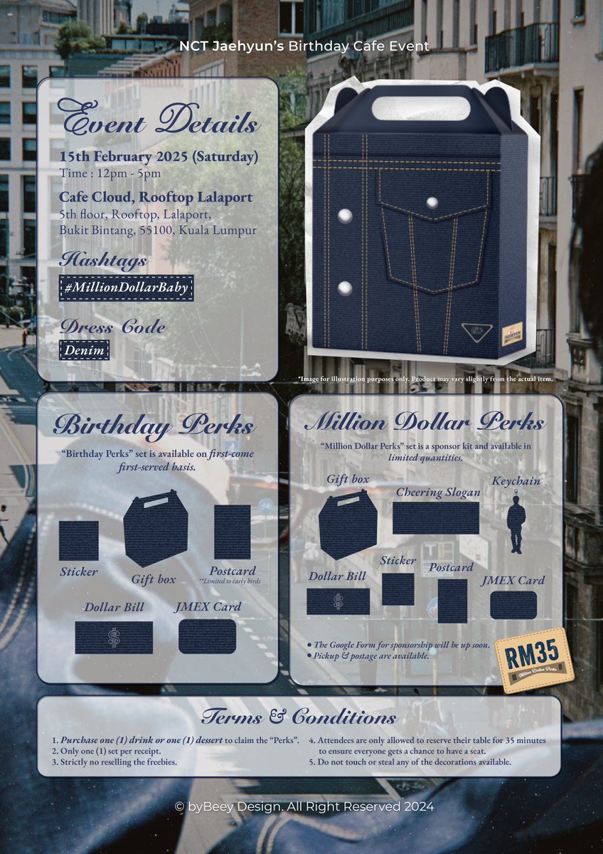 𝟮𝟬𝟮𝟱 𝗝𝗮𝗲𝗵𝘆𝘂𝗻 𝗕𝗶𝗿𝘁𝗵𝗱𝗮𝘆 𝗖𝗮𝗳𝗲 𝗘𝘃𝗲𝗻𝘁
💰 𝑀𝑖𝑙𝑙𝑖𝑜𝑛 𝐷𝑜𝑙𝑙𝑎𝑟 𝐵𝑎𝑏𝑦 💵 ᝰ.ᐟ

Let’s join and make Jaehyun’s birthday a million-dollar day with love &amp; memories✨

🎞️ 15 Feb 2025
🕰️ 12-5 PM
🎙️ Cafe Cloud, Lalaport

#MillionDollarBaby #재현 #Jaehyun