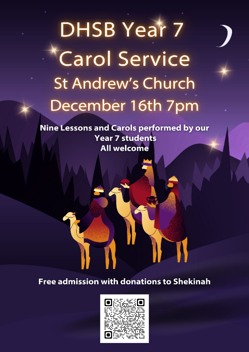 DHSBoys's tweet photo. Join us at our Carol Service on Monday 16 December at 7.00pm at The Minster Church of St Andrew's. Readings, carols and music all led by Year 7 students @LuingHolmes with an opportunity to donate to @shekinahcharity https://t.co/tbqz8Gtn7x