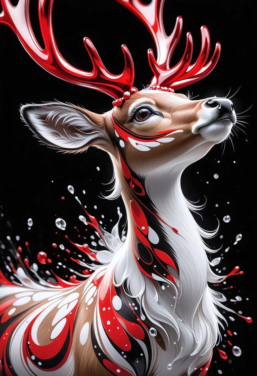 justamirageAI's tweet photo. Reindeer. Ink Splatter Painting.

#aiart https://t.co/p72xKfKDMw