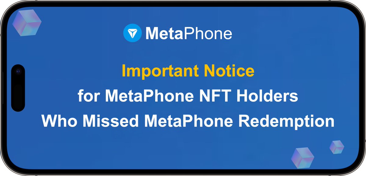 📢 Important Notice

Dear MetaPhone NFT holders,
If you missed redeeming your MetaPhone device last week, please remember to contact our moderator in the MetaPhone Telegram community [MetaPhone Chat <a href="/metaphone_ton/">MetaPhone</a>] before December 12th.
Thank you!