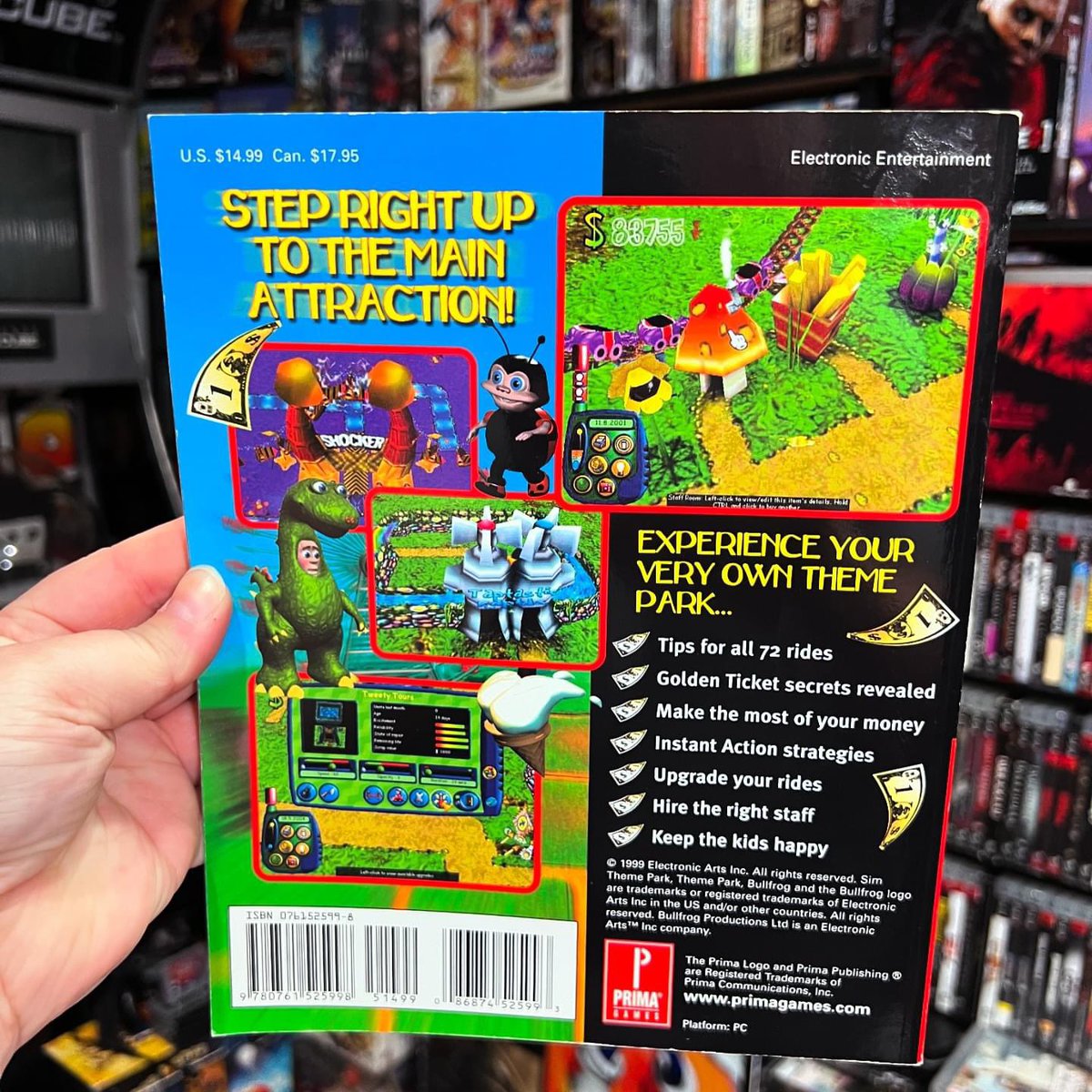 GamerAhmer's tweet photo. Who else was a fan of this game?! I could’ve used this guide back in the day! 😂 #videogames #games #gamer #gaming #gameroom #gamerahmer #retrogaming #simthemepark #themepark #pcgaming #pc #pickups #pcgamer https://t.co/WvFt8jSHEZ