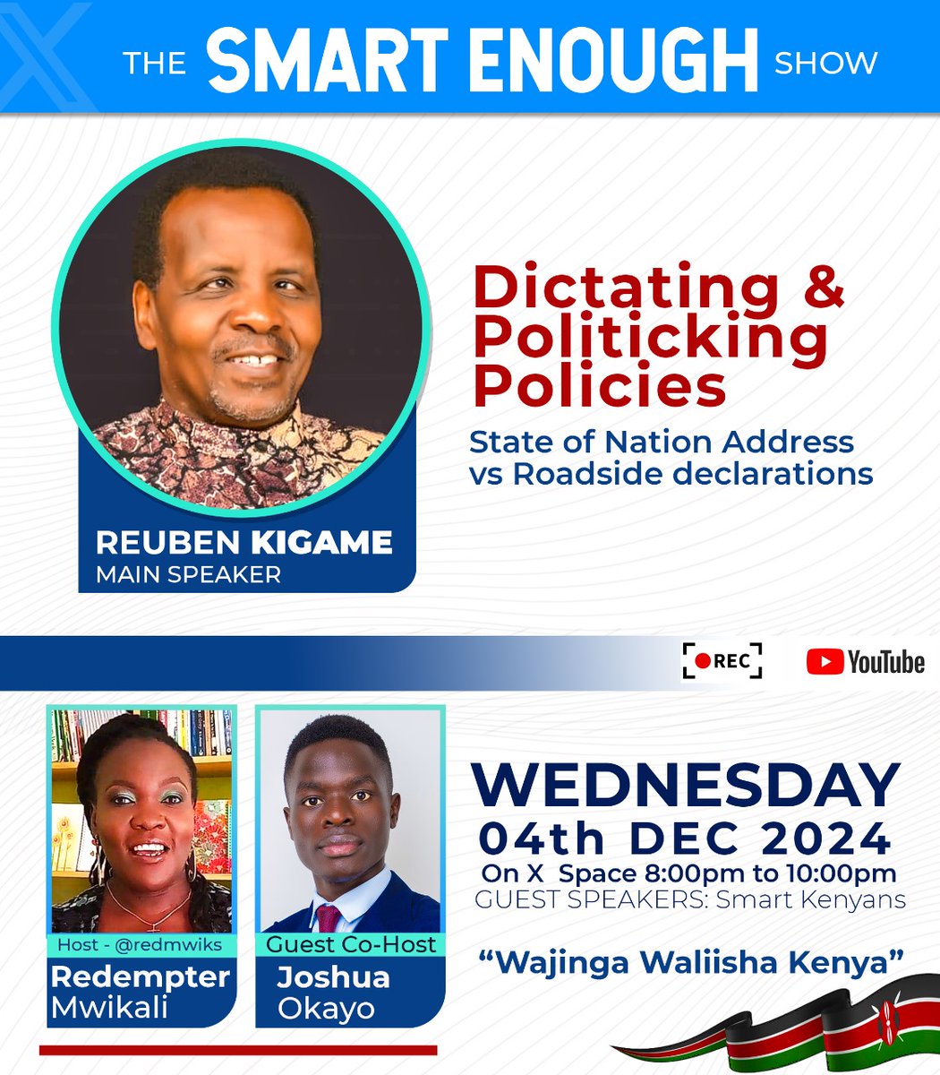 x.com/i/spaces/1zqKV…
<a href="/okayojoshua/">Joshua Okayo</a> <a href="/ReubenKigame/">Reuben Kigame, PhD</a> and smart Kenyans let us reason together. Now we must ask;Who cancelled the Adani deal?  <a href="/amenya_nelson/">Nelson Amenya</a> was it? The contrast between a calmly presented State of the Nation address vs angryly beat war drums in village barazas.