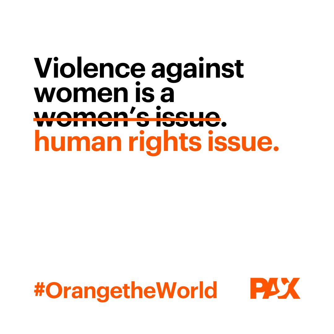 Violence against women is a women’s issue, it is a human rights issue and eliminating it in all its forms is essential for building inclusive peace. Many aspects of conflict and peace are inherently gendered. 

Learn more: paxforpeace.nl/news/unite-aga…

🟠 #OrangetheWorld