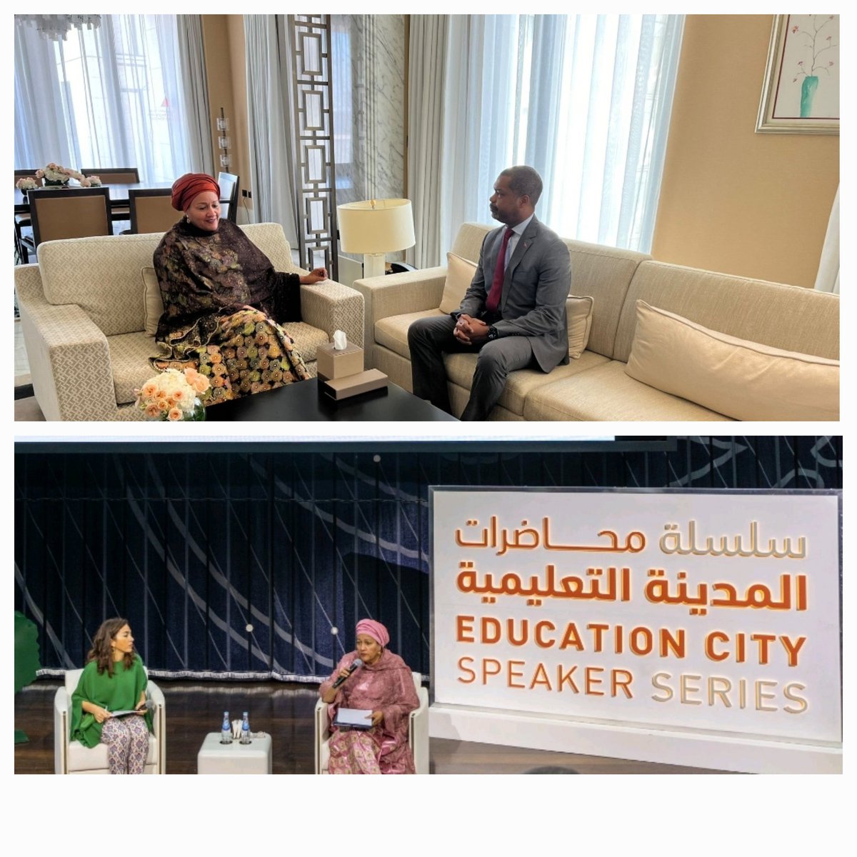 Honor to have had invigorating discussions with Deputy S.G. of the U.N., H.E. Mrs. Amina Mohammed, while visiting Doha last month.

International solidarity, or the lack thereof, was also a topic we delved into  as it relates to the security and humanitarian challenges in Haiti.