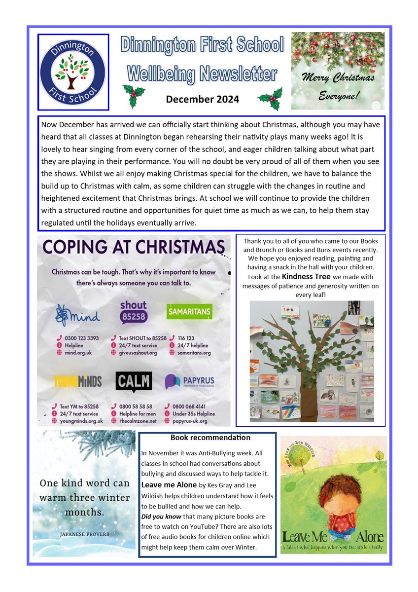 Here is <a href="/DinningtonFirst/">Dinnington First</a>'s  December Wellbeing newsletter. A happy and peaceful Christmas to you all! #WellBeing #Kindness
