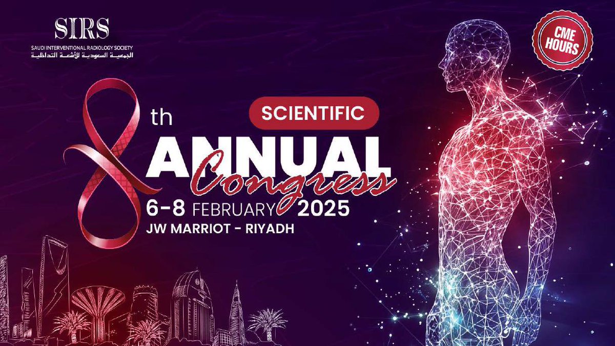 Saudi Interventional Radiology Society (@sirs_ksa) on Twitter photo We are pleased to announce the launch of the website for the #SIRS_2025 congress.
 
Registration is now officially open for those looking to participate in this remarkable event.
We invite you to visit our website to register, discover all pertinent details, learn about upcoming We are pleased to announce the launch of the website for the #SIRS_2025 congress.
 
Registration is now officially open for those looking to participate in this remarkable event.
We invite you to visit our website to register, discover all pertinent details, learn about upcoming