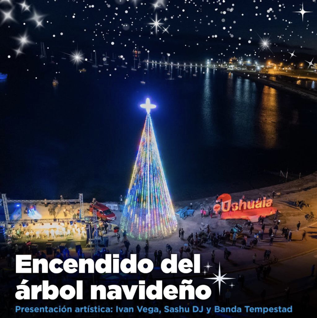 Se viene el tradicional encendido del árbol navideño ubicado en el Cartel de Ushuaia. lamuy.com.ar/post/la-munici…