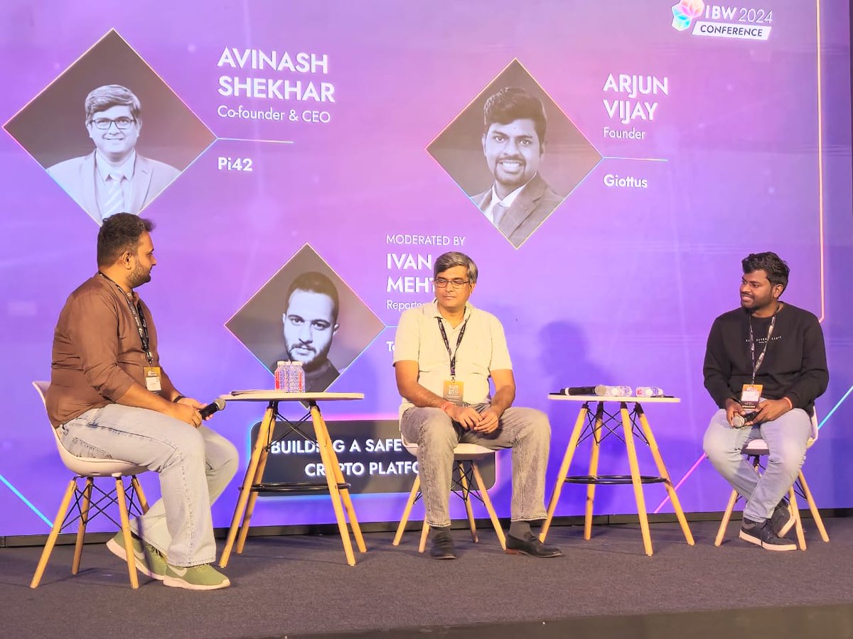 giottus's tweet image. Giottus Co-founder @arjunvijay89 took the stage at the India Blockchain Week (IBW) Conference, sharing his insights on the future of crypto and blockchain in India. 🚀

Here’s a glimpse of Arjun in action, inspiring the next wave of innovation! 

#IBW2024 #ibw24