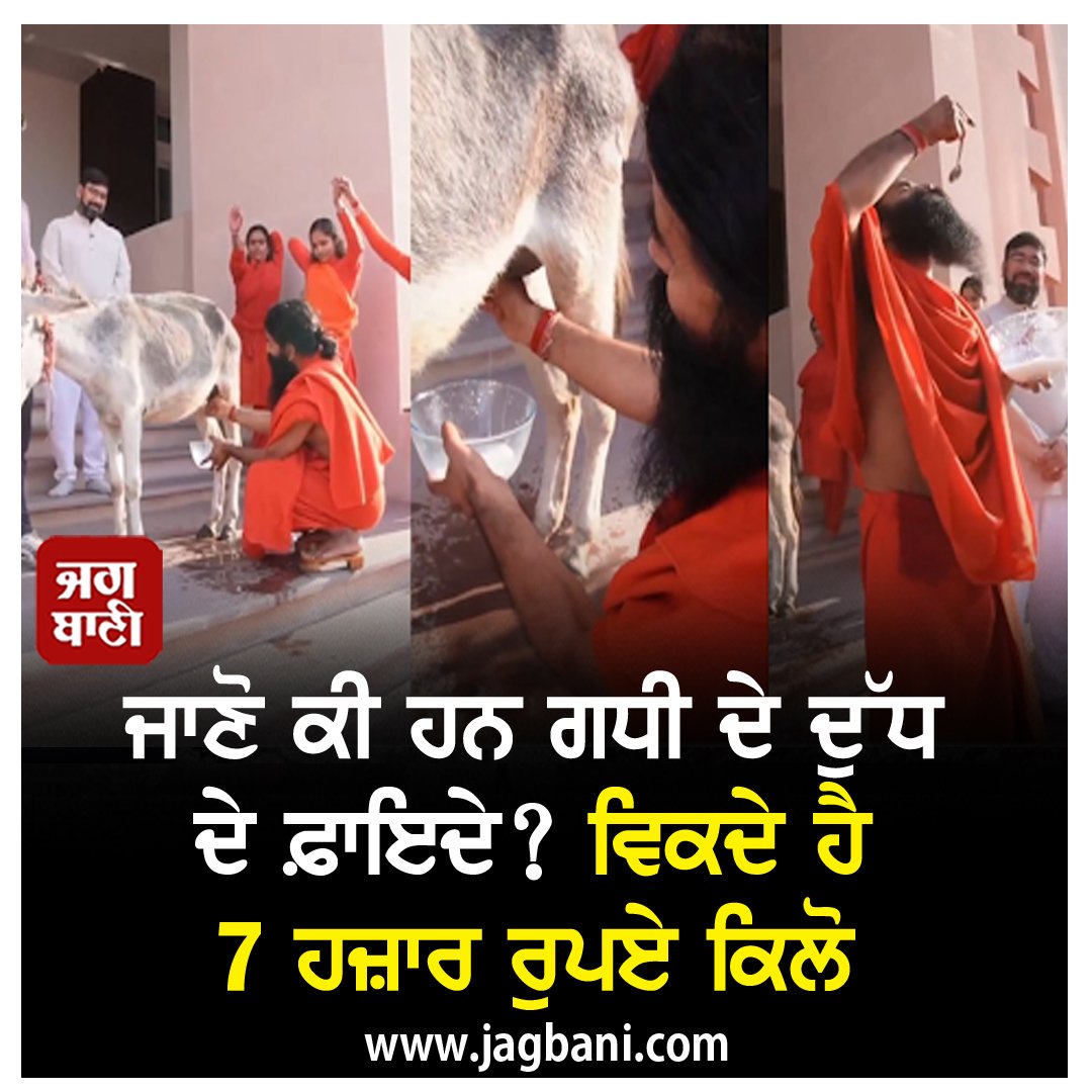 JagbaniOnline's tweet photo. ਜਾਣੋ ਕੀ ਹਨ ਗਧੀ ਦੇ ਦੁੱਧ ਦੇ ਫ਼ਾਇਦੇ? ਵਿਕਦੇ ਹੈ 7 ਹਜ਼ਾਰ ਰੁਪਏ ਕਿਲੋ
https://t.co/D0X5TVD6cx
#BabaRamdev #Demonstrates #DonkeyMilk #Benefits #PraisesItsQualities #SharesHistoricalBeautySecrets #Cleopatra https://t.co/glvRmHXUbS