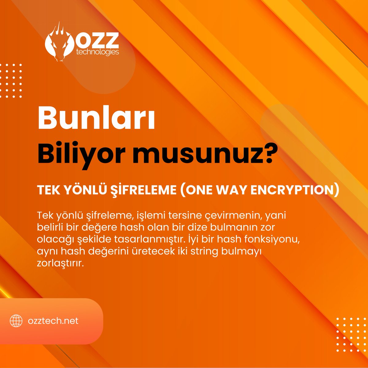 OzzTechIT's tweet photo. ❓ Bunları Biliyor musunuz?

🌐 Tek Yönlü Şifreleme ( One Way Encryption): Tek yönlü şifreleme, işlemi tersine çevirmenin yabi belirli bir değere hash olan bir dize bulmanın zor olacağı şekilde tasarlanmıştır.

#ozztech #hashfonksiyonu #siberteknoloji #siberbilgi #yazılım https://t.co/1Zxvv49tto