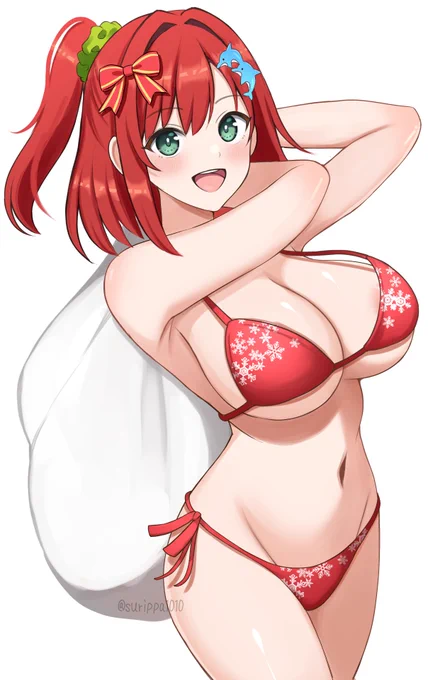 ドルフィンウェーブよりサンタビキニの入華ちゃんかきました 