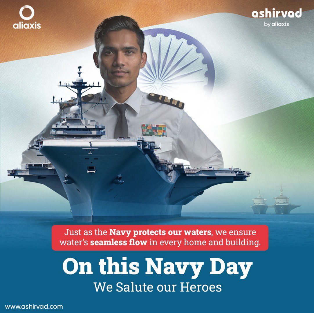 🌊 Celebrating Navy Day – Honoring Our Heroes! 🚢

This Navy Day, we salute the bravery and dedication of our naval heroes who protect our seas, ensuring our nation’s safety.

#NavyDay #IndianNavy #SaluteToHeroes #AshirvadByAliaxis #SeamlessWaterFlow #CommitmentToExcellence