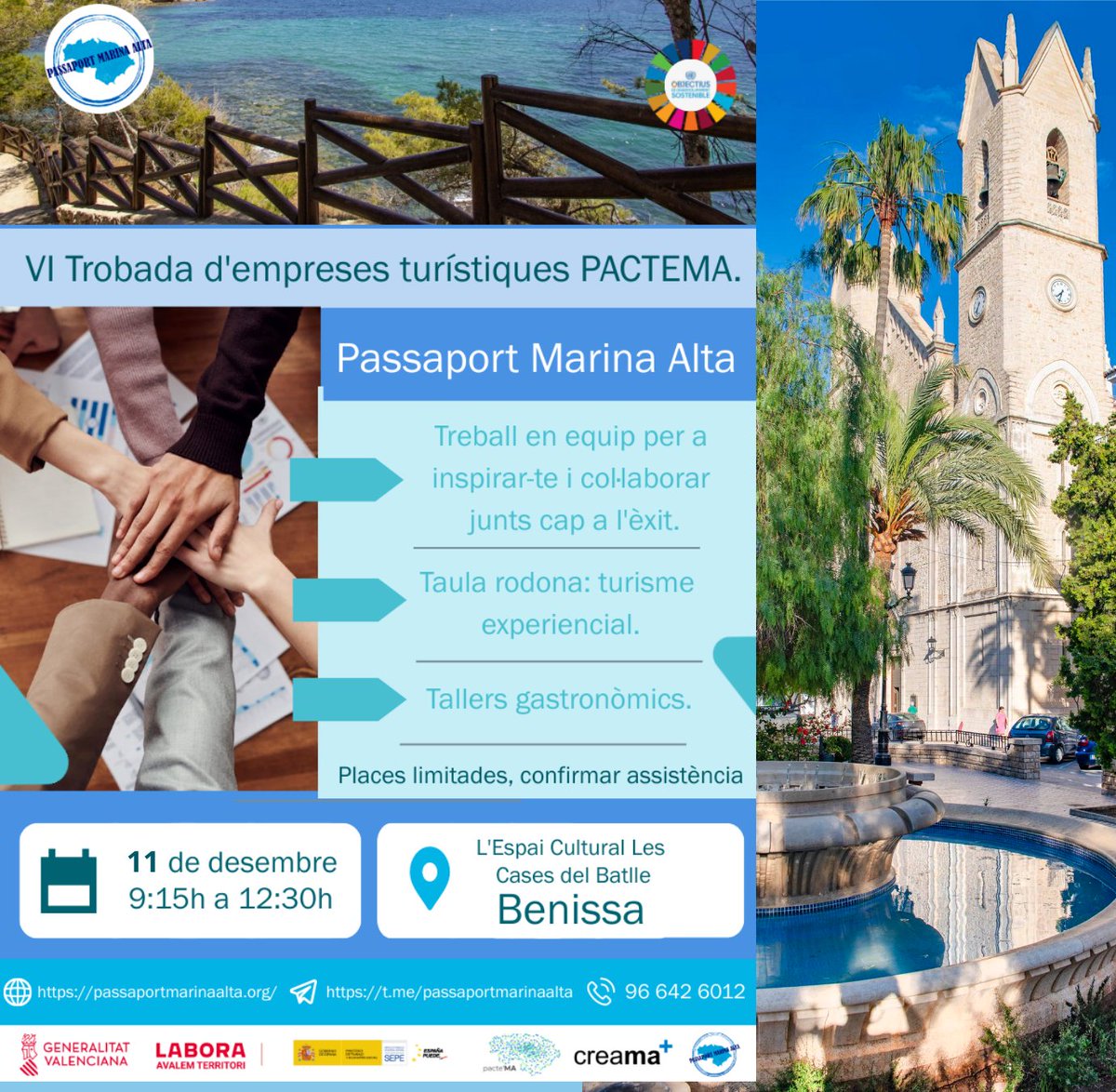 creama_org's tweet photo. 📣VI ENCUENTRO EMPRESAS TURÍSTICAS #PacteMA. 🗓️11-12-2024 📍Espai Cultural Les Cases del Batlle #Benissa
➕Info: 📧 passaport@creama.org ☎️966426012
@GVAlabora
#GvaLabora #Creama #MarinaAlta #TreballemJuntsPerLaComarca
#PassaportMarinaAlta #PacteMa #AcordOcupació https://t.co/tm2zhmP14E