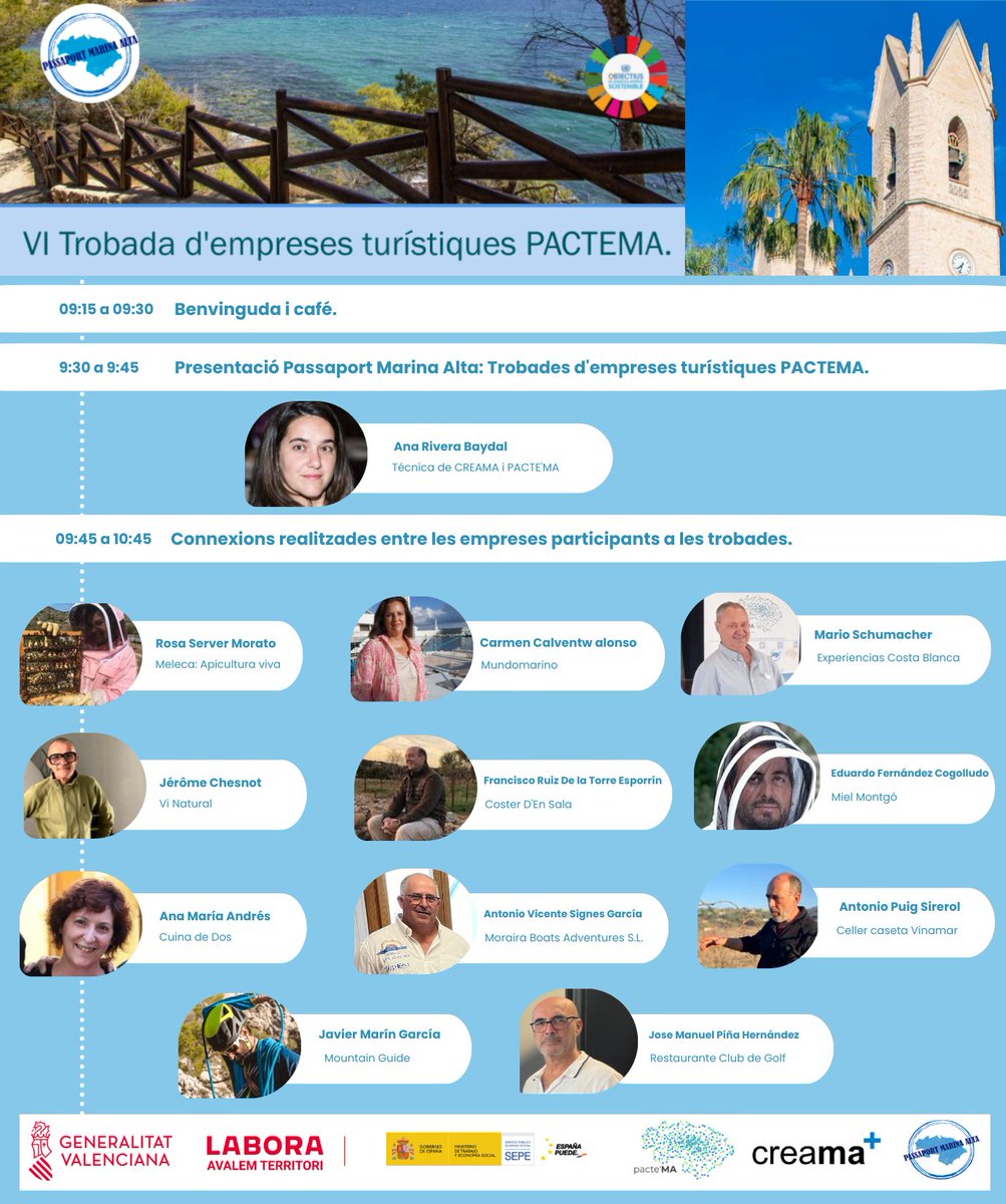 creama_org's tweet photo. 📣VI ENCUENTRO EMPRESAS TURÍSTICAS #PacteMA. 🗓️11-12-2024 📍Espai Cultural Les Cases del Batlle #Benissa
➕Info: 📧 passaport@creama.org ☎️966426012
@GVAlabora
#GvaLabora #Creama #MarinaAlta #TreballemJuntsPerLaComarca
#PassaportMarinaAlta #PacteMa #AcordOcupació https://t.co/tm2zhmP14E