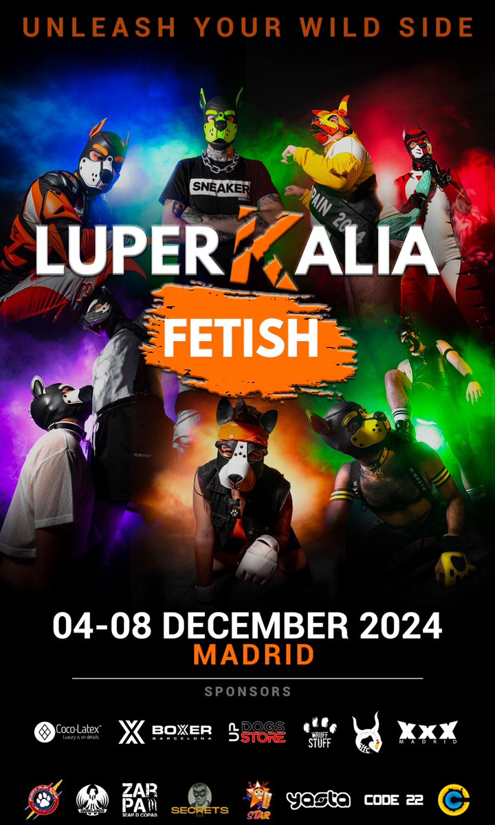 SecretsMadrid's tweet image. 4 de Diciembre:
Llegó el momento de recibir a los #Puppys de #LuperKaliaMadrid el local estará habilitado para todos en nuestro horario habitual de 16PM a 02AM y contará además de con estos invitados del ambiente más morboso del centro, trae tu máscara 🐶 y que comience el #Juego