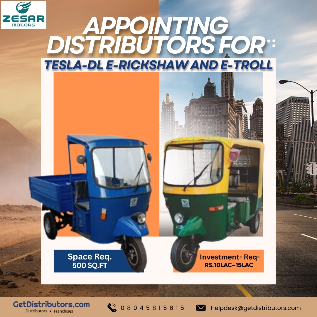 getdistributors's tweet photo. Appointing Distributors for Tesla-DL E-Rickshaw and E-troll
Brands 👉 : #ZesarMotorsPvtLtd
Details 👉 https://t.co/fSy37wIOi4
★Investment Needed : ₹ Rs.- 10 lac - 15 Lac
✓Hurry to Avail #Distributorship !
Share your contact details
#Erickshaw #Etroll #Electricrickshaw #Auto https://t.co/hO0OF9O78A