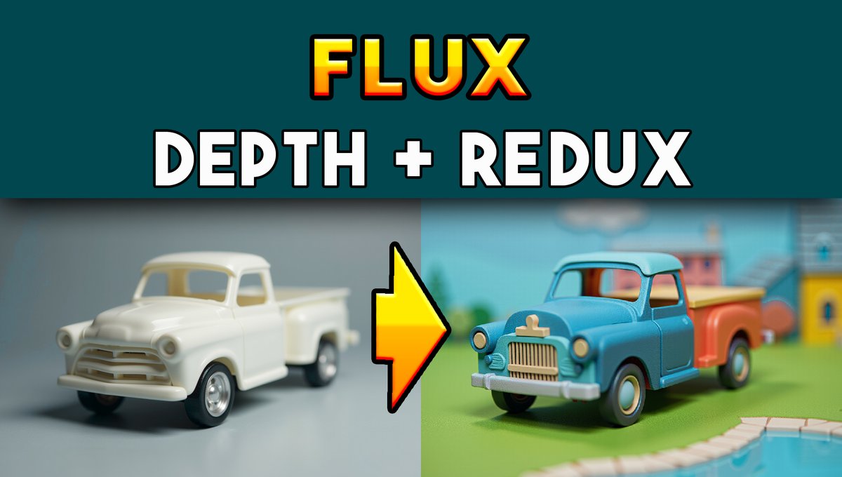 CorreiaE34's tweet image. Dans cette vidéo je vous montre un workflow qui permet d&apos;associer Flux Depth à Redux pour donner un style à n&apos;importe quel sujet ou scène.
---
youtu.be/k-SJ4voXyHc
---- 
#fluxdepth #fluxredux #comfyui