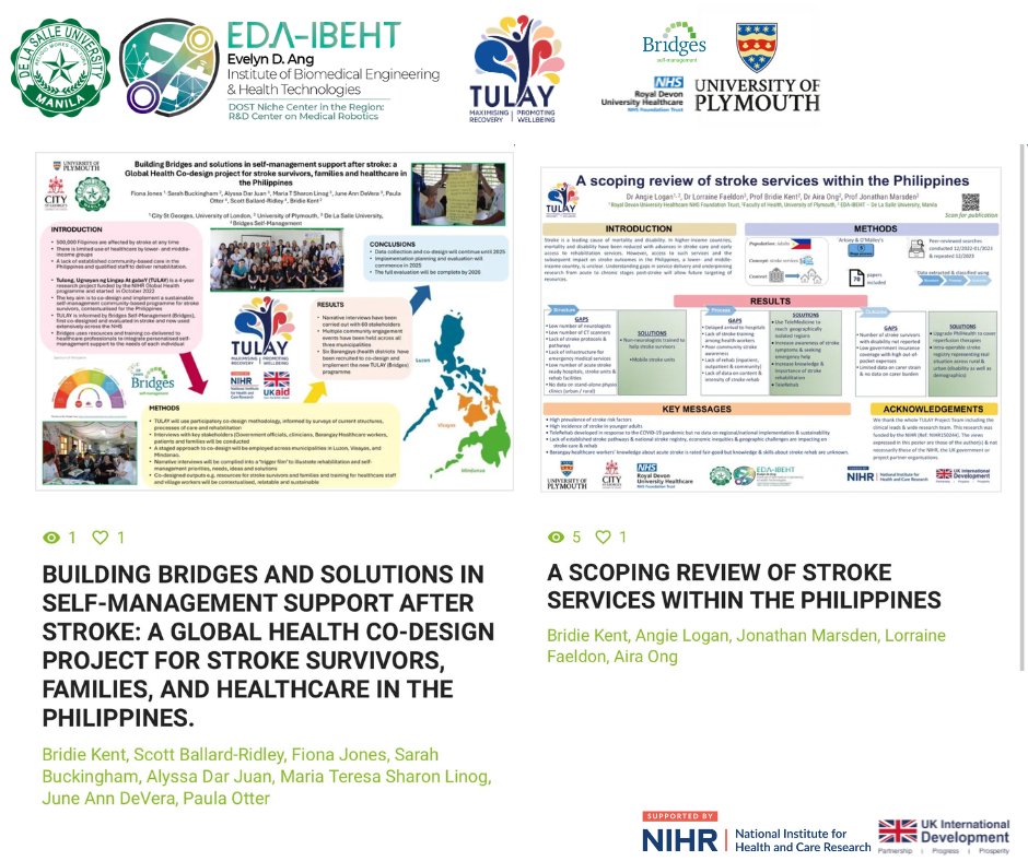 ProjectTulay's tweet photo. @UKStrokeForum 
We're thrilled to be in Liverpool at the ACC from 3-5 Dec! 🌟 The Tulay UK team is proudly representing with two poster presentations:
1️⃣ Building Bridges in Self-Management
2️⃣ Scoping Review of Stroke Services in the PH
Let’s keep building bridges! 🌉 #UKSF2024 https://t.co/prupngMgsx