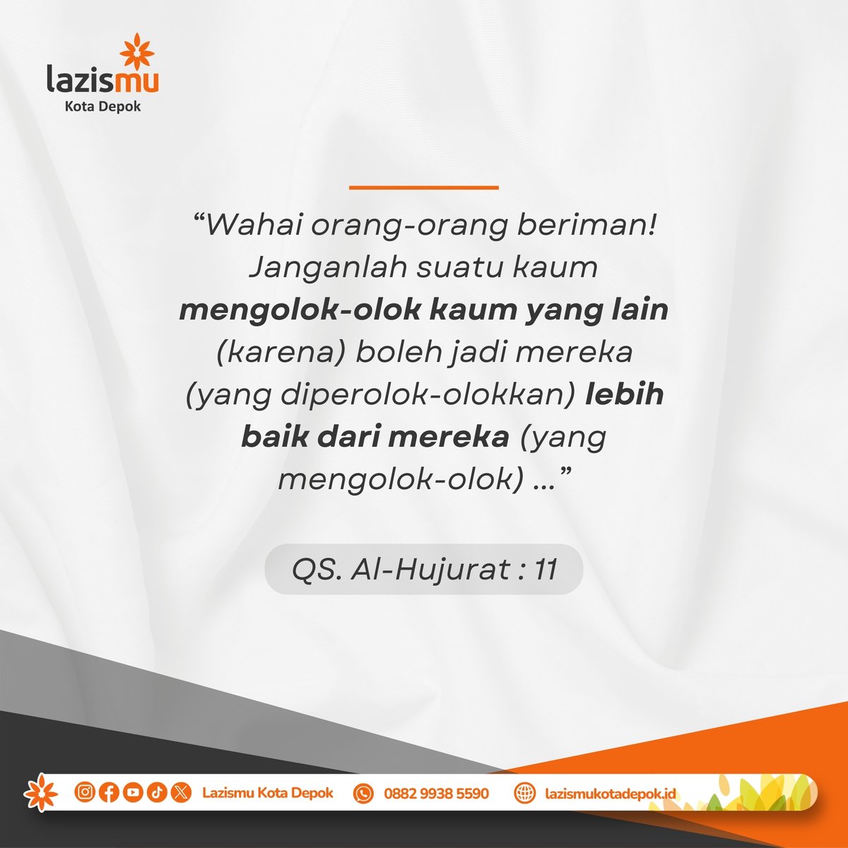 JAGALAH LISAN KITA ✨

Sobat Lazismu, kita harus selalu memperhatikan lisan kita. Kita tak pernah tahu perkataan kita yang mana yang dapat melukai hati seseorang, meski mungkin niat awalnya hanya candaan.

#lazismu #reminder #nasihat #hadits #quran #dakwah #motivasi #gusmiftah