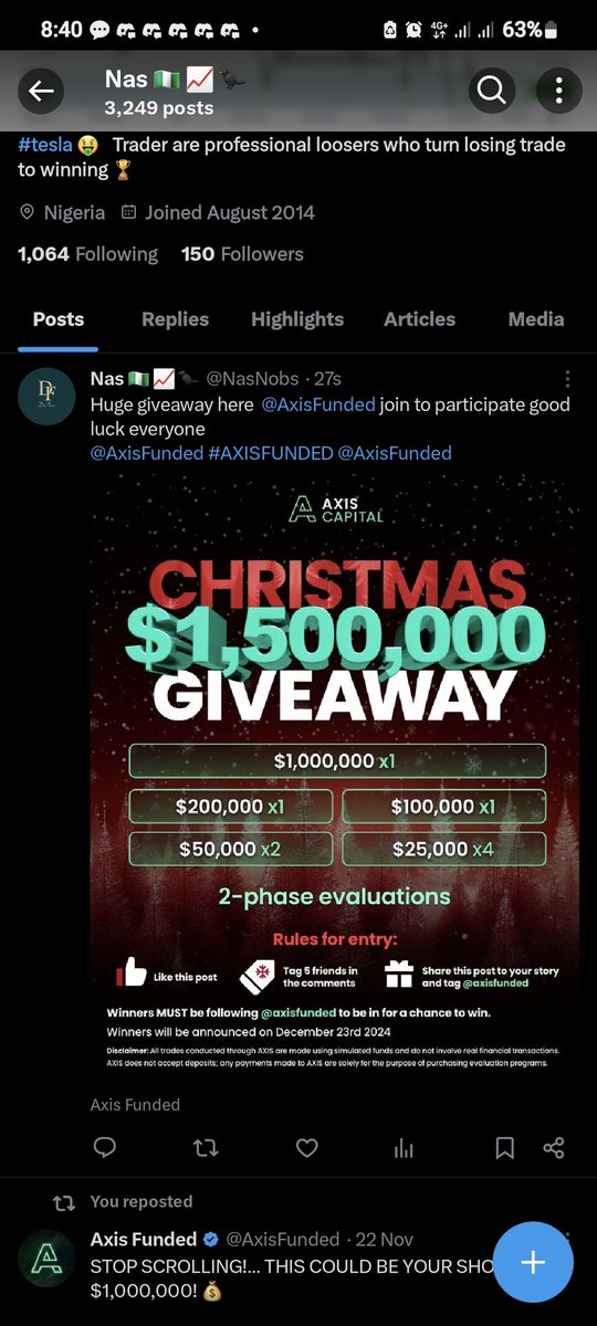 Tunnyzz's tweet image. @tradericch 
@Kelvintalent_ 
@Bumojja_Benjie @Nasdaq_Daniel 

 @AxisFunded #AXISFUNDED DONE ✔️👌🏿