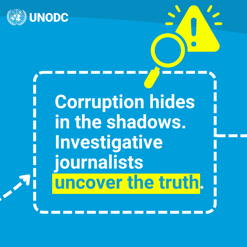 UNODC_FinCrime's tweet photo. To fight corruption, we must uncover the truth.

Investigative journalists expose wrongdoing and hold the corrupt accountable. We help Eastern African journalists strengthen their work, protect whistle-blowers &amp; improve collaboration with law enforcement.
#UnitedAgainstCorruption