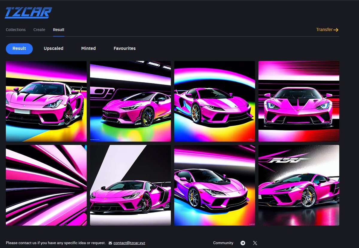 🚗💨 TzCar AI NFT Generator Coming Soon!

Get ready to design your own Car NFT using prompts and transform it into an in-game asset! 🏁🔥

This upcoming feature, part of our innovative AI Agents, promises to revolutionize Web3 gaming by empowering players with creativity and true