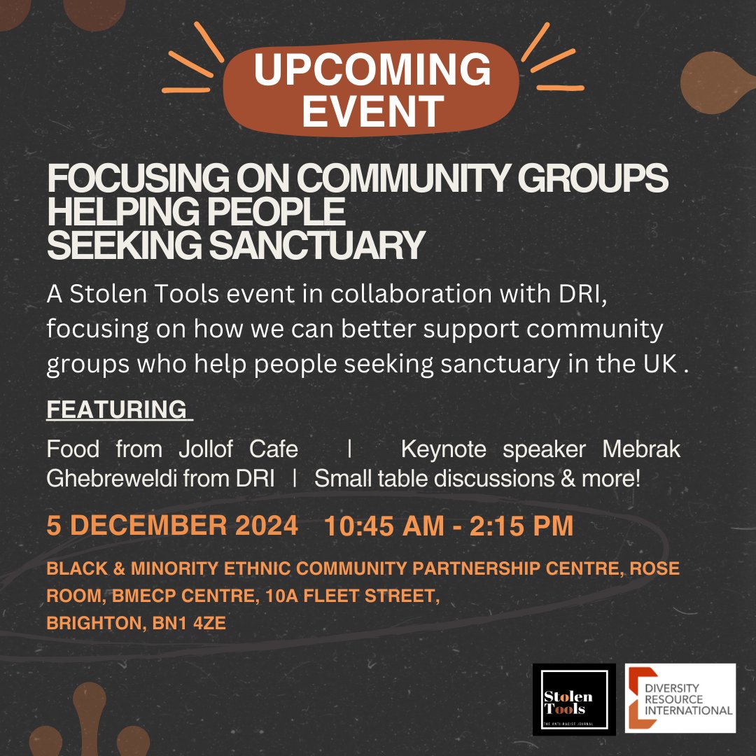 Join us for our upcoming event "Focusing on community groups helping people seeking sanctuary".