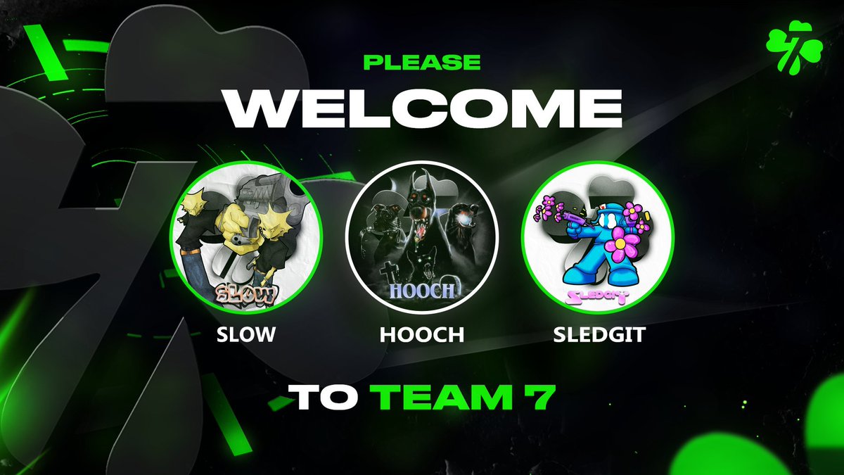 Team7tv's tweet photo. Welcome our NEWEST members to Team 7 🍀

👤 - @1Hoochini
👤 - @slowphoneHit
👤 - @SledgiTtm https://t.co/uJteihADYM