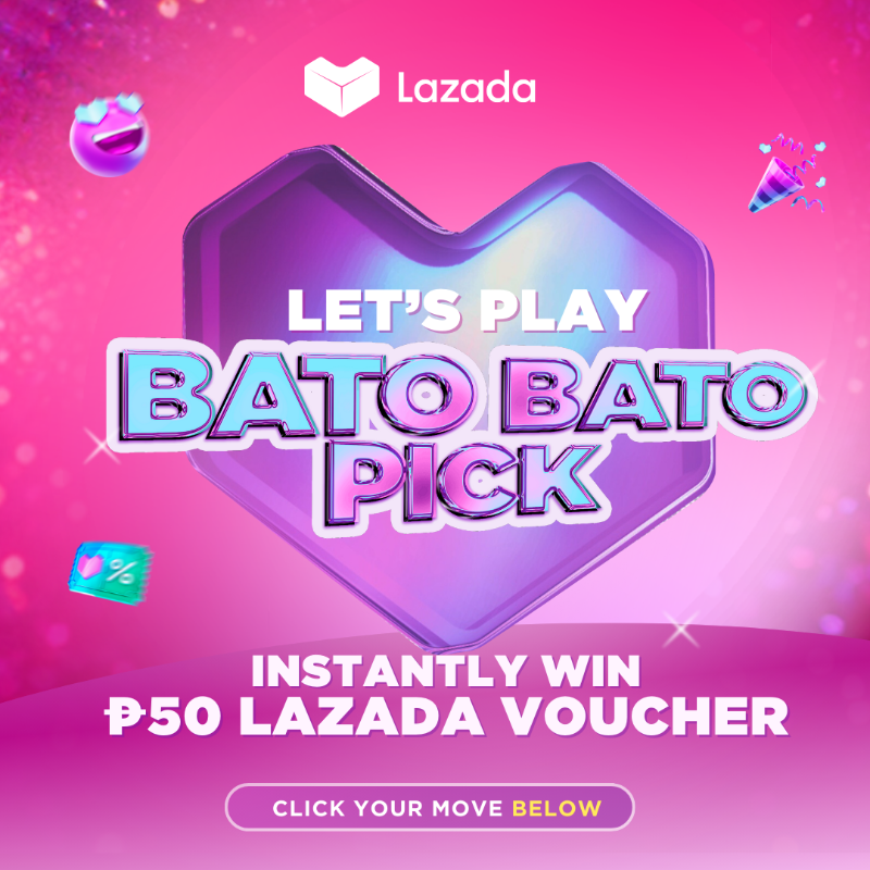 LazadaPH's tweet photo. Ready, set, LAZ PLAY Bato-Bato Pick! 🎉

Select your move below for a chance to instantly WIN ₱50 Lazada voucher, perfect pangshopping this #LazadaAllOutPaskoSale 

Don't forget to add any lucky emoji to your post!