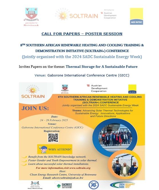 📢Call for Papers!! 
8th SOLTRAIN Conference 2025: Thermal Storage for a Sustainable Future!
 
-Final Abstract deadline: 24 January 2025
-Author Notification : 31 January 2025
-Conference Dates: 24 - 28 February 2025
For more information: soltrain.org/news/call-for-…