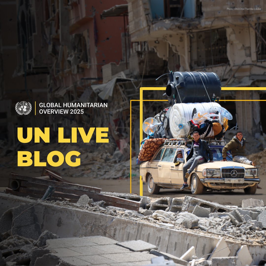 Follow the <a href="/UN/">United Nations</a>’s LIVE blog for real-time updates on the launch of the 2025 Global Humanitarian Overview.

🔗 Visit: bit.ly/41gdE8o

#InvestInHumanity