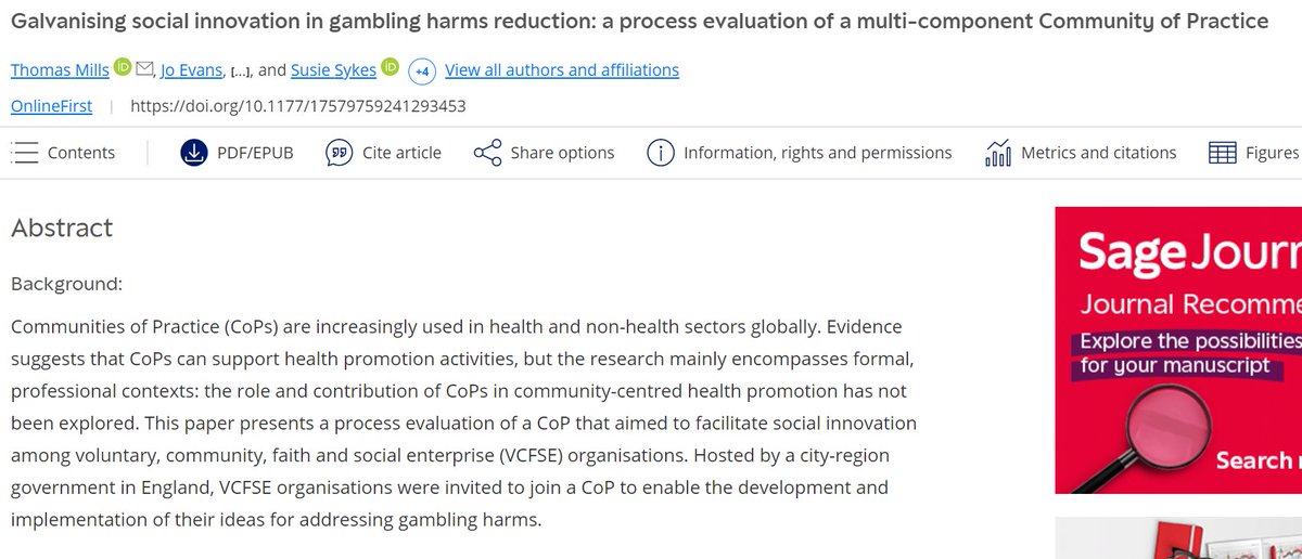 NIHR_PHIRST (@nihr_phirst) on Twitter photo Excited to share our new PHIRST South Bank publication! It explores how a Community of Practice helped VCFSE organisations tackle gambling harms:
Read here: lnkd.in/eM4kKsej
More on PHIRST: lnkd.in/eDrSPQuv
<a href="/LSBU/">London South Bank University - LSBU</a> <a href="/susie_sykes_/">Susie Sykes</a> @JamesGrimesGwL
#GamblingHarm Excited to share our new PHIRST South Bank publication! It explores how a Community of Practice helped VCFSE organisations tackle gambling harms:
Read here: lnkd.in/eM4kKsej
More on PHIRST: lnkd.in/eDrSPQuv
<a href="/LSBU/">London South Bank University - LSBU</a> <a href="/susie_sykes_/">Susie Sykes</a> @JamesGrimesGwL
#GamblingHarm