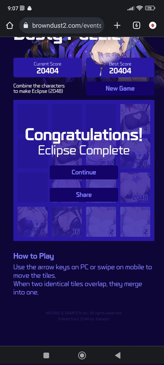 SpaceDgn's tweet photo. @BROWNDUST2_EN Completed Eclipse in Brown Dust 2's minigame Busty Puzzle!
Game Link: https://t.co/1A0ExiLBB9
#브라운더스트2_미니게임 #BD2_Busty_Puzzle
#BrownDust2_Minigame
#FindEclipse https://t.co/JSneohcTqX