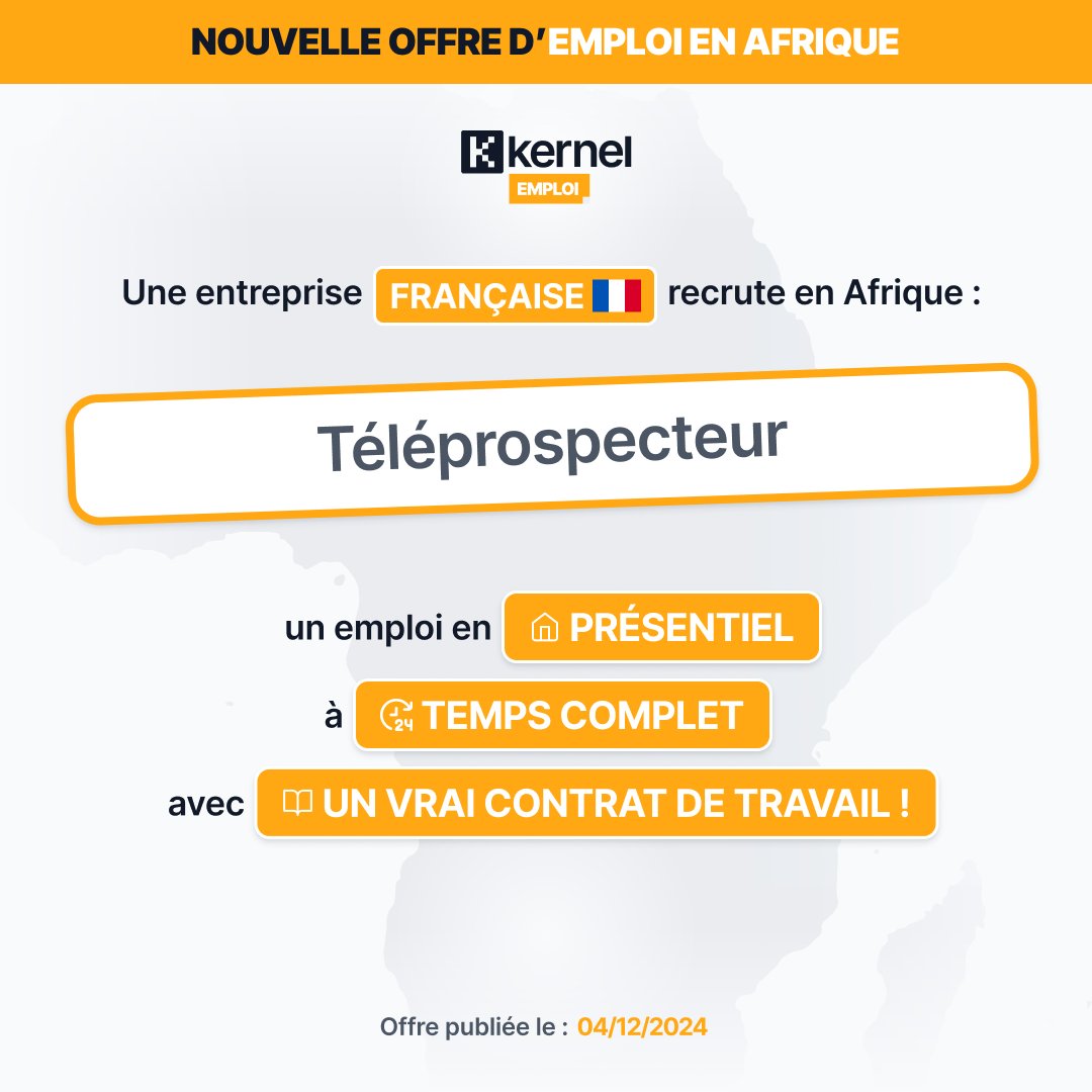 wearekernel_off's tweet photo. 📢 𝐍𝐨𝐮𝐬 𝐫𝐞𝐜𝐫𝐮𝐭𝐨𝐧𝐬 !

Si vous êtes un expert de la téléprospection, avec un goût du challenge et un excellent sens de la communication, saisissez cette opportunité ! 👇

𝐓𝐞́𝐥𝐞́𝐩𝐫𝐨𝐬𝐩𝐞𝐜𝐭𝐞𝐮𝐫 : https://t.co/UOYY8J5eCi

#Kernel #Emploi #Afrique #recrutement https://t.co/LndWkFwng2