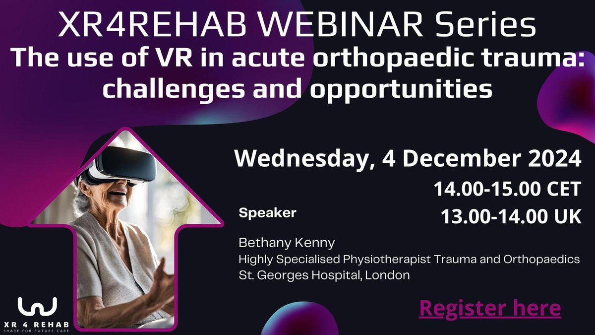 StG Trauma Physio/OT (@stgtraumaptot) on Twitter photo Our very own Beth Kenny is presenting at the XR4REHAB WEBINAR today! ✨👏 Follow this link to hear her talk all about the work she has been leading on in the Major Trauma therapy team at SGH! vr4rehab.org/the-use-of-vr-…
<a href="/geshNHS/">St George's, Epsom and St Helier</a> <a href="/OrthoGeorgePods/">St. George's Orthopods</a> <a href="/StGTraumaPTOT/">StG Trauma Physio/OT</a> Our very own Beth Kenny is presenting at the XR4REHAB WEBINAR today! ✨👏 Follow this link to hear her talk all about the work she has been leading on in the Major Trauma therapy team at SGH! vr4rehab.org/the-use-of-vr-…
<a href="/geshNHS/">St George's, Epsom and St Helier</a> <a href="/OrthoGeorgePods/">St. George's Orthopods</a> <a href="/StGTraumaPTOT/">StG Trauma Physio/OT</a>