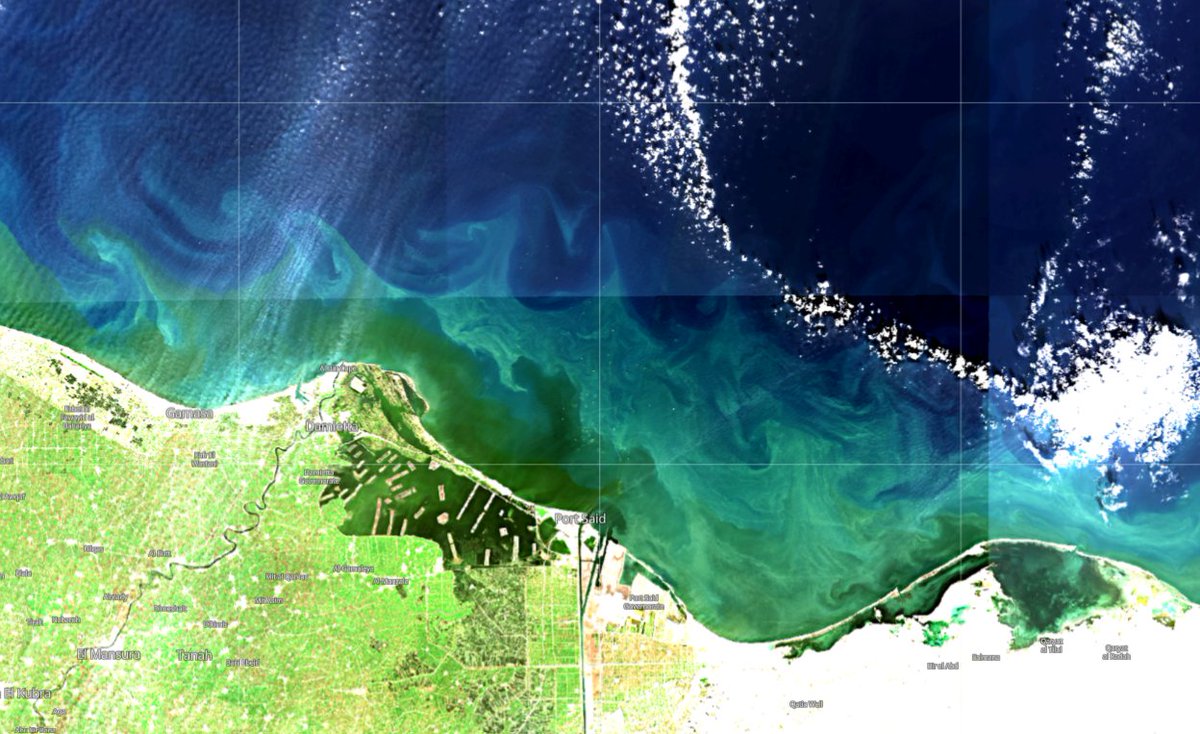 The Suez Canal sea surface water colors