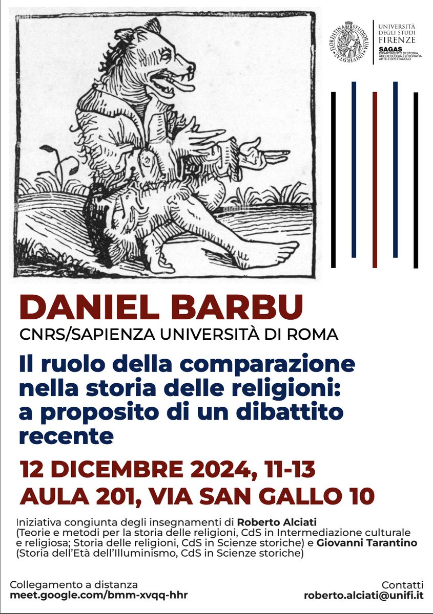 umr8584's tweet image. Conférence de Daniel Barbu à l'Ecole française de Rome sur la comparaison dans l'histoire des religions :
Il ruolo della comparazione nella storia delle religioni
ereditaculturali.sagas.unifi.it/art-547-12-dic…
Lien de visio : meet.google.com/bmm-xvqq-hhr