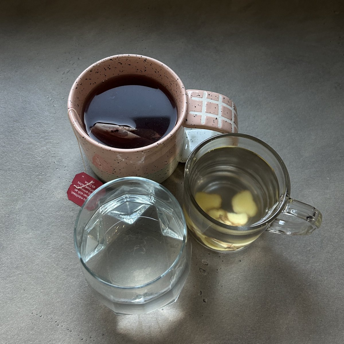 cloudy_falling's tweet image. holy trinity 
tea, more tea, lukewarm water with apple cider vinegar