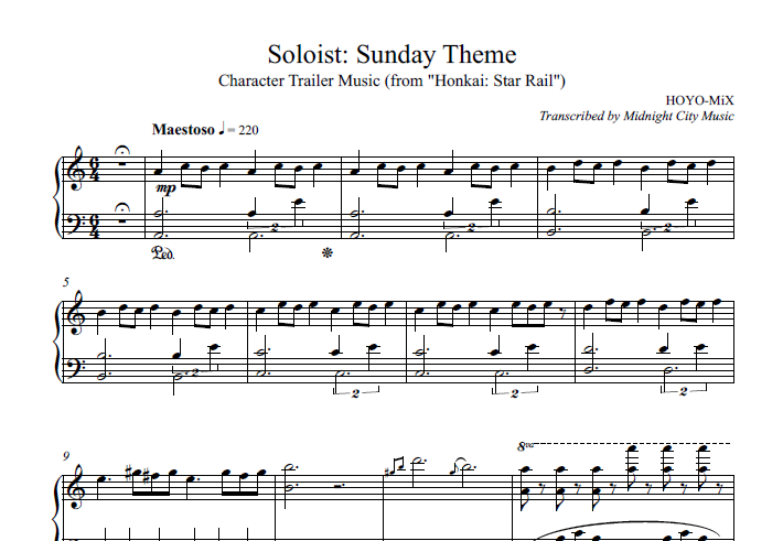 For my pianist friends :D

Sheet music for my transcription of Sunday's Theme:
midnightcitymusic.com/sunday-theme-s…

#HonkaiStarRail #SundayHSR