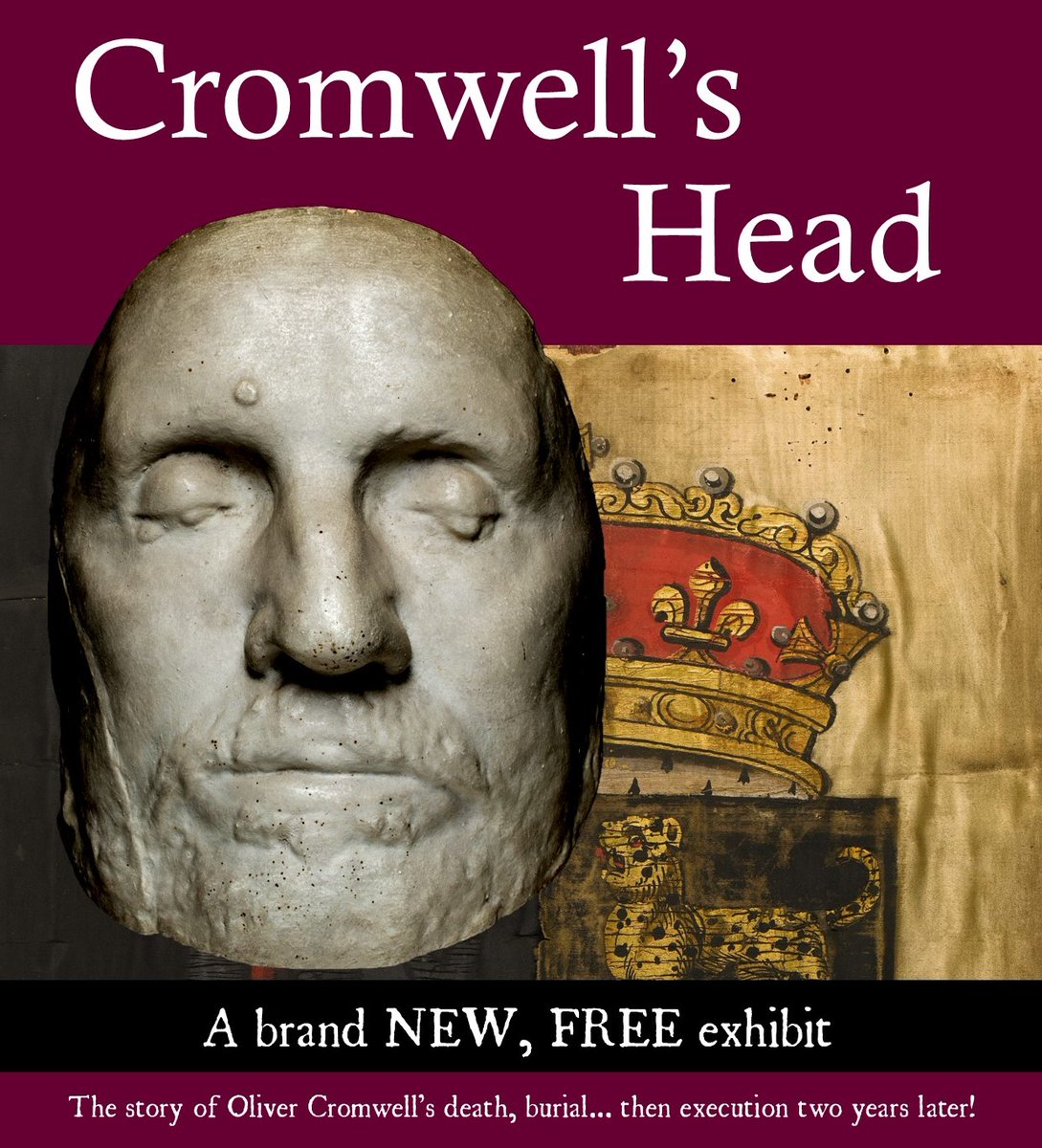 Our new exhibit 'Cromwell's Head' is now open, looking at the fascinating story of Oliver Cromwell's death, funeral... and subsequent exhumation and execution, including items never publicly displayed before. More details at: cromwellmuseum.org/events/cromwel…
