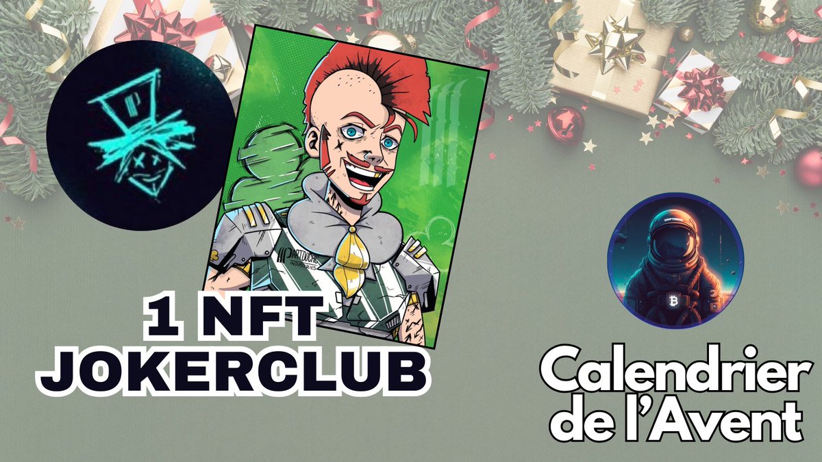 Astro_Crypto_'s tweet photo. CALENDRIER DE L’AVENT [04/24] 🎅

JokerClub, la communauté Web3 déjantée du groupe @Partouche, vous offre un NFT Joker 🎁  

👉 Pour jouer :

🔹 Follow @JokerClubSpirit  &amp; @LeCryptonome
🔹 Like + RT

📅 Résultat dans 4 jours  

À vous de jouer 🎄 https://t.co/I7v8he1AIf