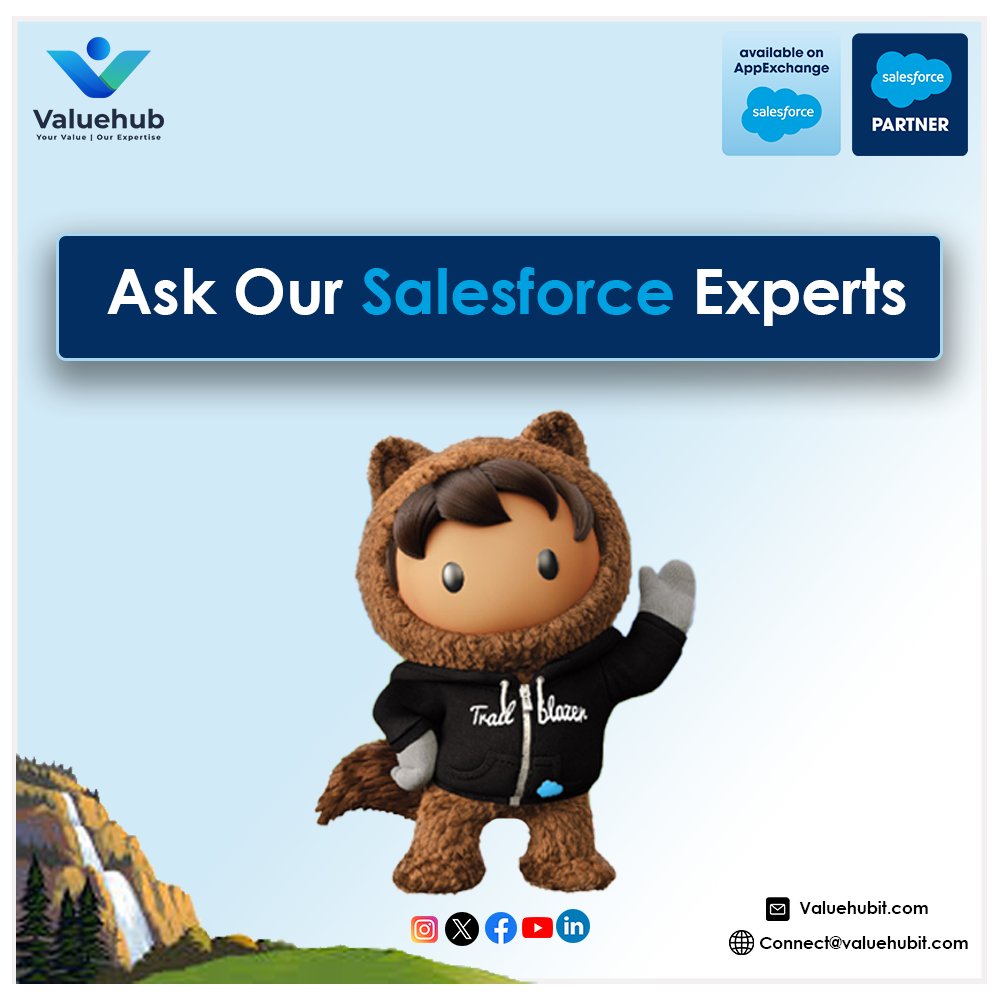 ValueHub_'s tweet image. 🌟 Looking to streamline your business with #Salesforce? Our certified experts 👩💻👨💻 are here to help! 🌱🏢
🔧Our Services:✅ #SalesforceIntegration ✅ Custom Implementation ✅ Expert Support
📧connect@valuehubit.com
#salesforcepartner #consultation #valuehub
