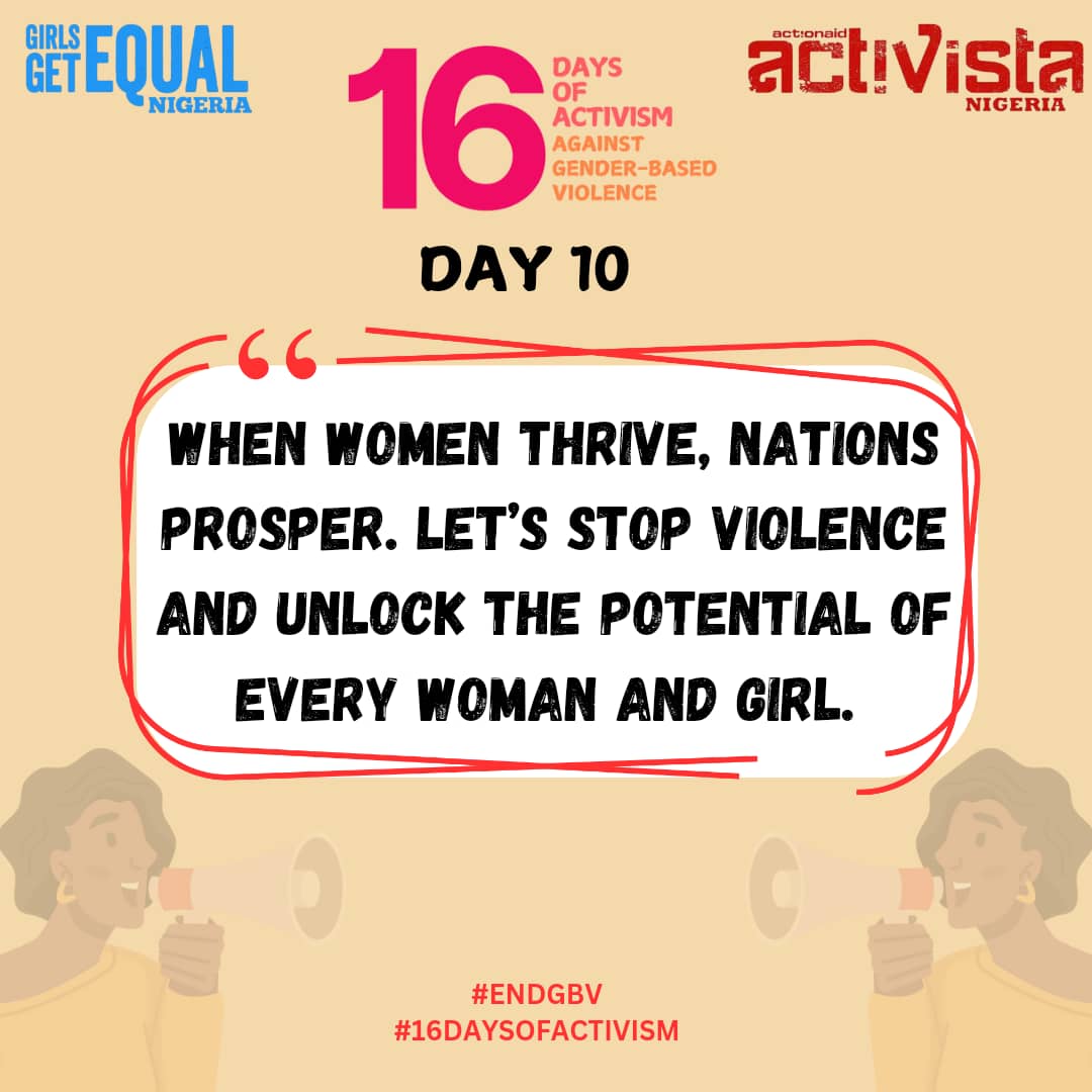 Day 10
Faith calls for peace and respect. No religion condones violence. Let’s use faith to promote equality and end GBV. What teaching inspires you? #FaithAgainstGBV #16Days
<a href="/ActionAidNG/">ActionAid Nigeria</a>
<a href="/activista_lagos/">Activista Lagos</a> 
#16DaysOfActivismAgainstGBV