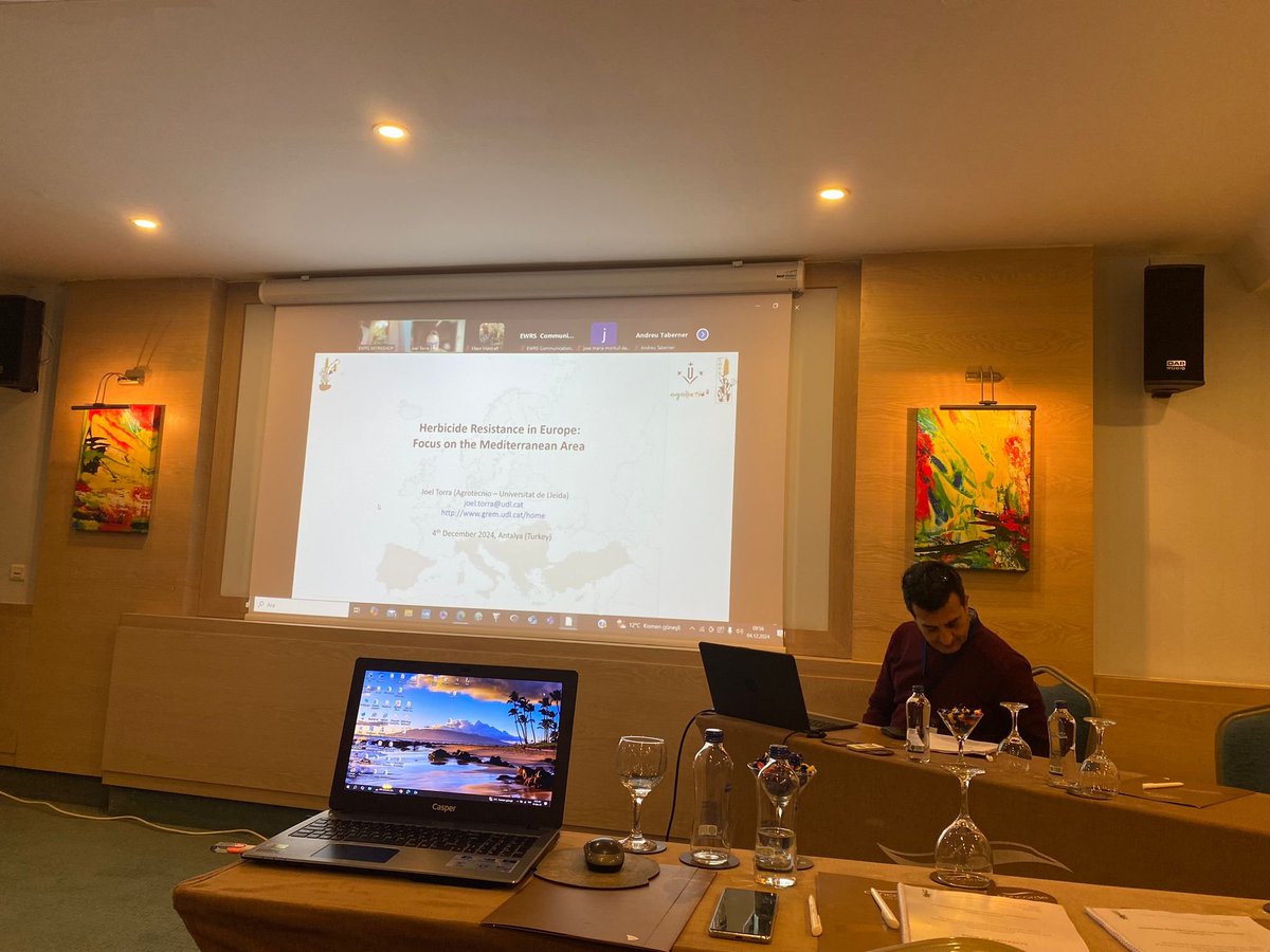 #EWRS Hoy José Mª Montull y Joel Torra del grupo de investigación de la UdL <a href="/GREM_UdL/">GREM</a> han dado dos charlas online en el Workshop del Working Group de Resistencia a Herbicidas que tiene lugar esta setmana en Antayla (Turquía)