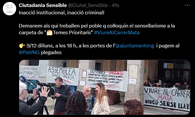 Ens cau la casa sobre, si tinguéssim casa, clar!

Aquest dilluns dues cites amb la lluita de classes:

🫂 10.30 h Pare Garí 42 <a href="/LlogateraGarraf/">Sindicat de Llogateres Garraf</a> 

🫂 18.00 h plaça de la Vila <a href="/Ciutat_Sensible/">Ciutadania Sensible</a>