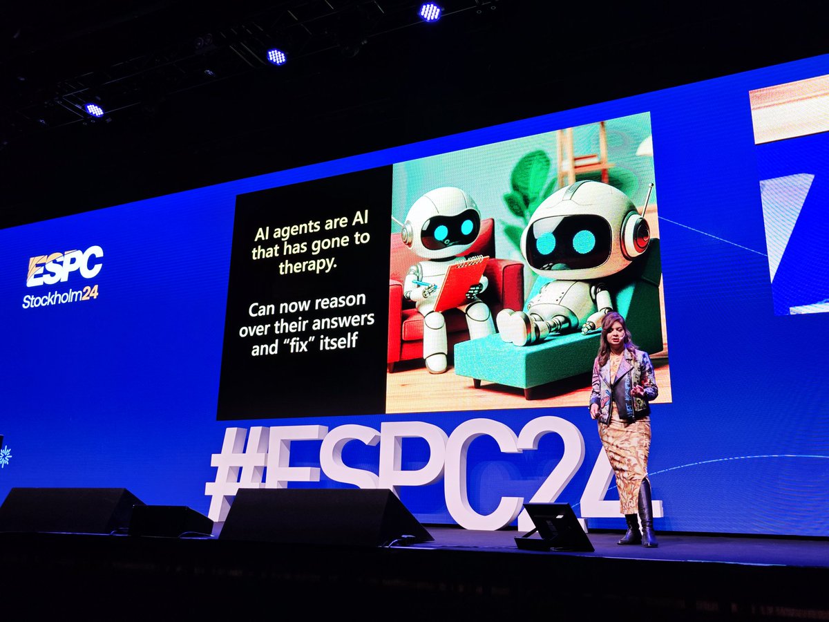 SP_Jamel's tweet image. Al agents are Al that has gone to therapy. 😂
Can now reason over their answers and &quot;fix&quot; itself
@ESPC_Community by @donasarkar #ESPC