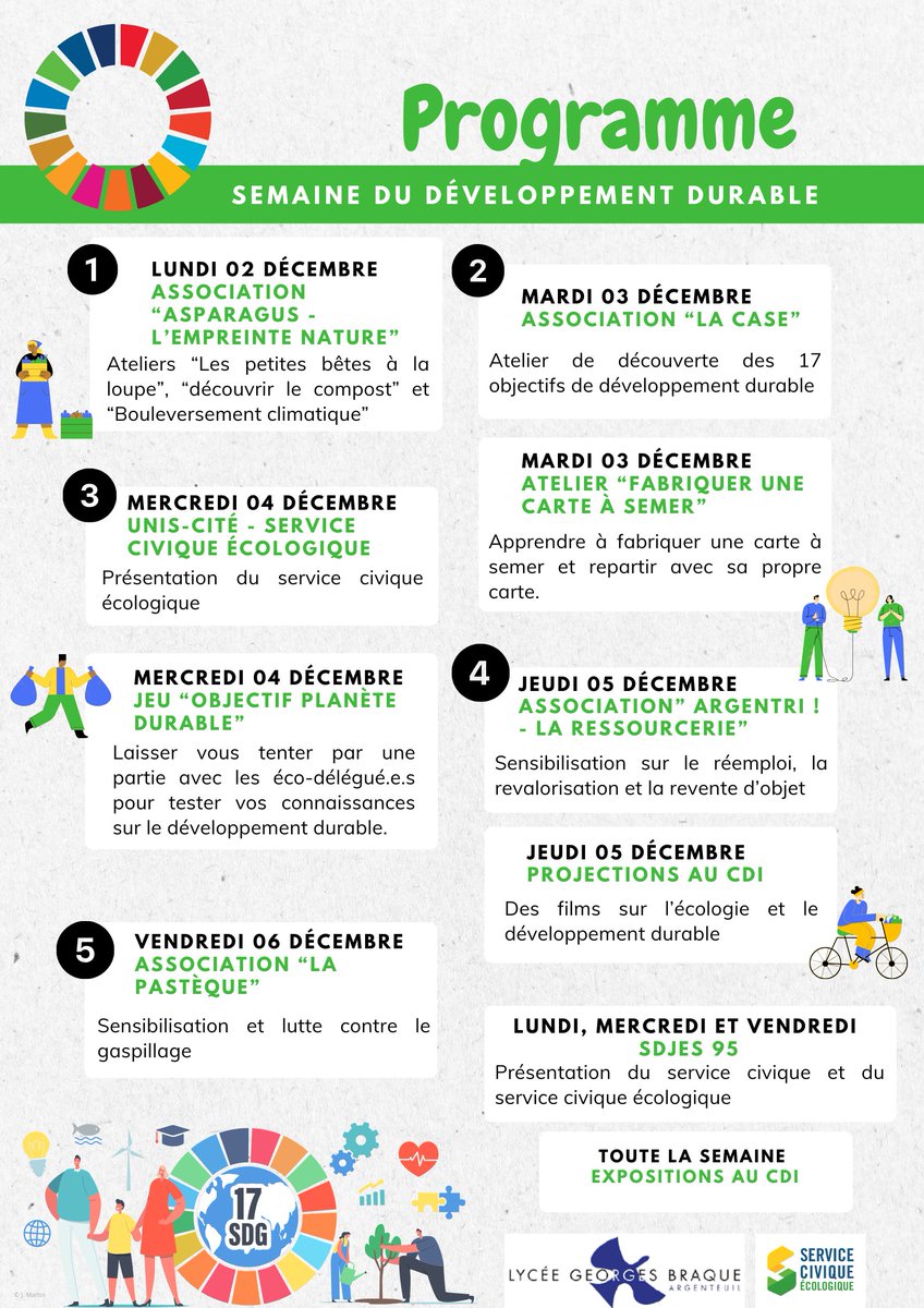 0950666h's tweet image. Le lycée organise cette semaine en partenariat avec le #SDJES de la #DESDEN95, sa première semaine du développement durable. Nous accueillons dans ce cadre des associations locales et proposons des ateliers encadrés par les éco-délégué.e.s. 

@edd_versailles #EDD #E3D #CESCE