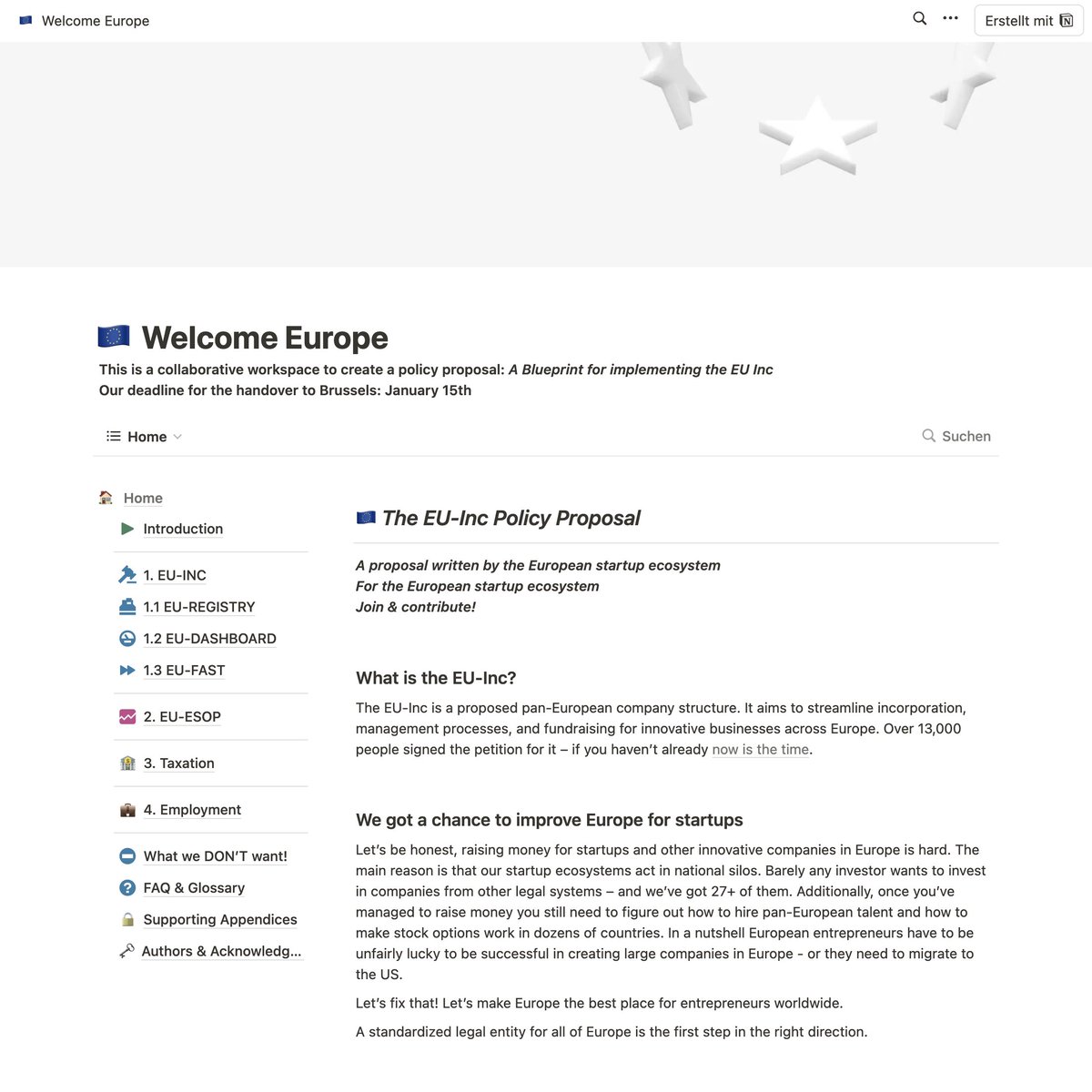 💥💥 EU Inc goes to Brussels!

We sent the petition with your 13k signatures to the EU Commission.

We managed to make this an urgent matter in Brussels. Now we need to make sure the implementation is right.

WE NEED YOUR HELP! Contribute to the open-sourced proposal below ⬇️